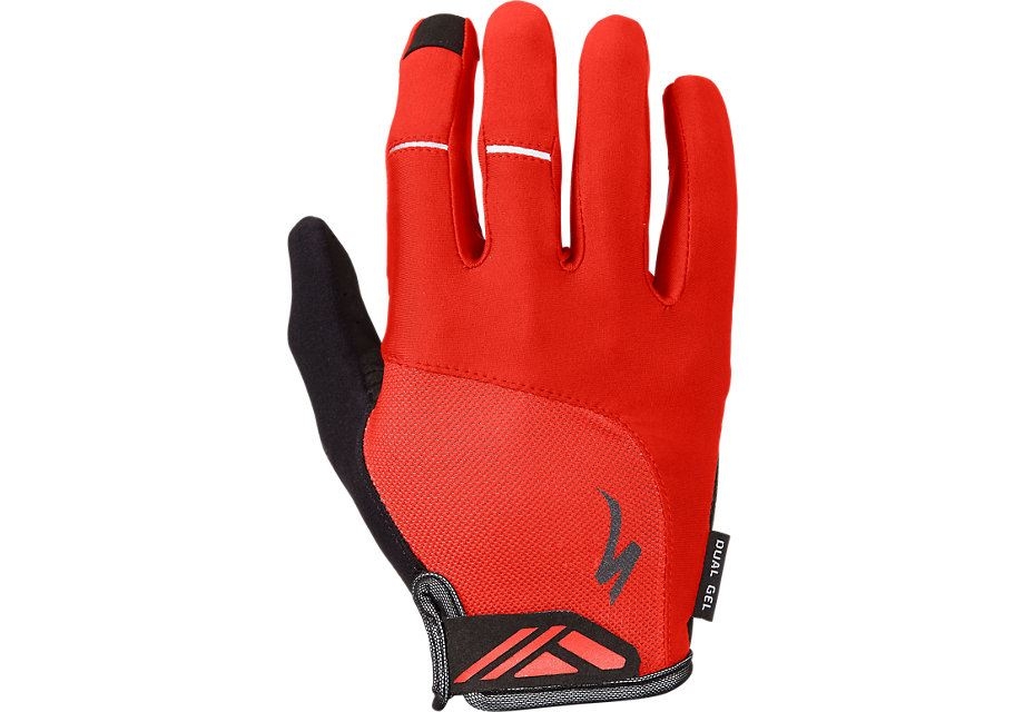Specialized Body Geometry Dual-Gel Long Finger Gloves, Red